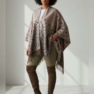 Mixit Brown Black Cheetah Print Cape Poncho OS